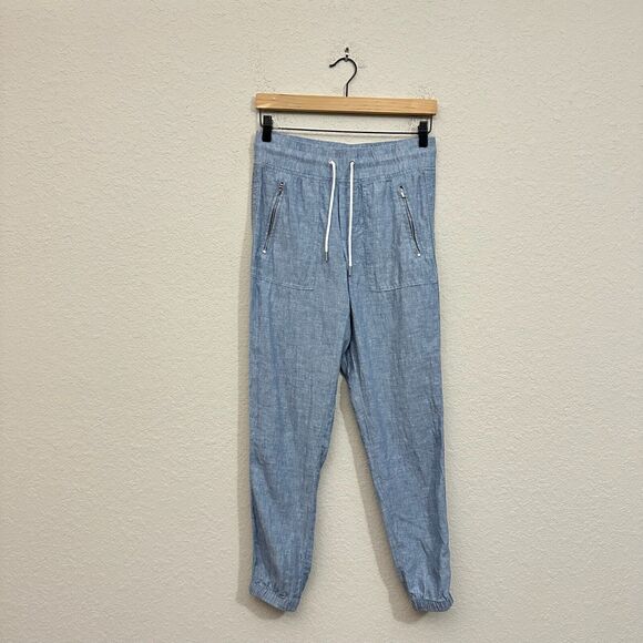 ATHLETA Cabo Linen Joggers Pants in Blue Resort Coastal - Picture 1 of 12